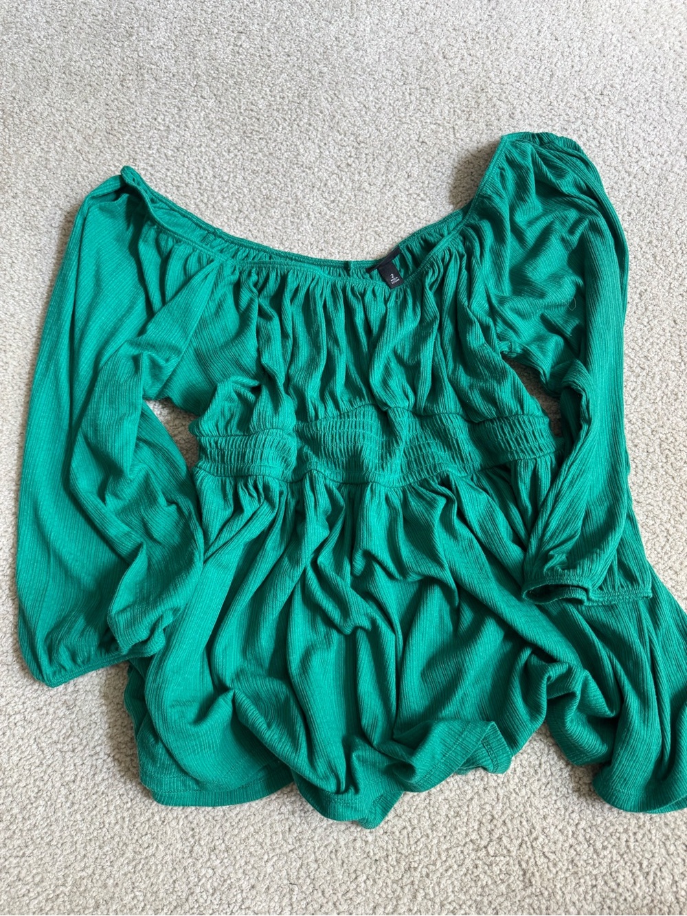 torrid Emerald Green Off-Shoulder Peasant Blouse